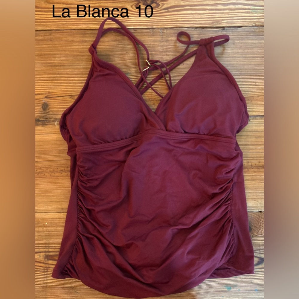 La Blanca tankini maroon burgundy sz 10 swim top